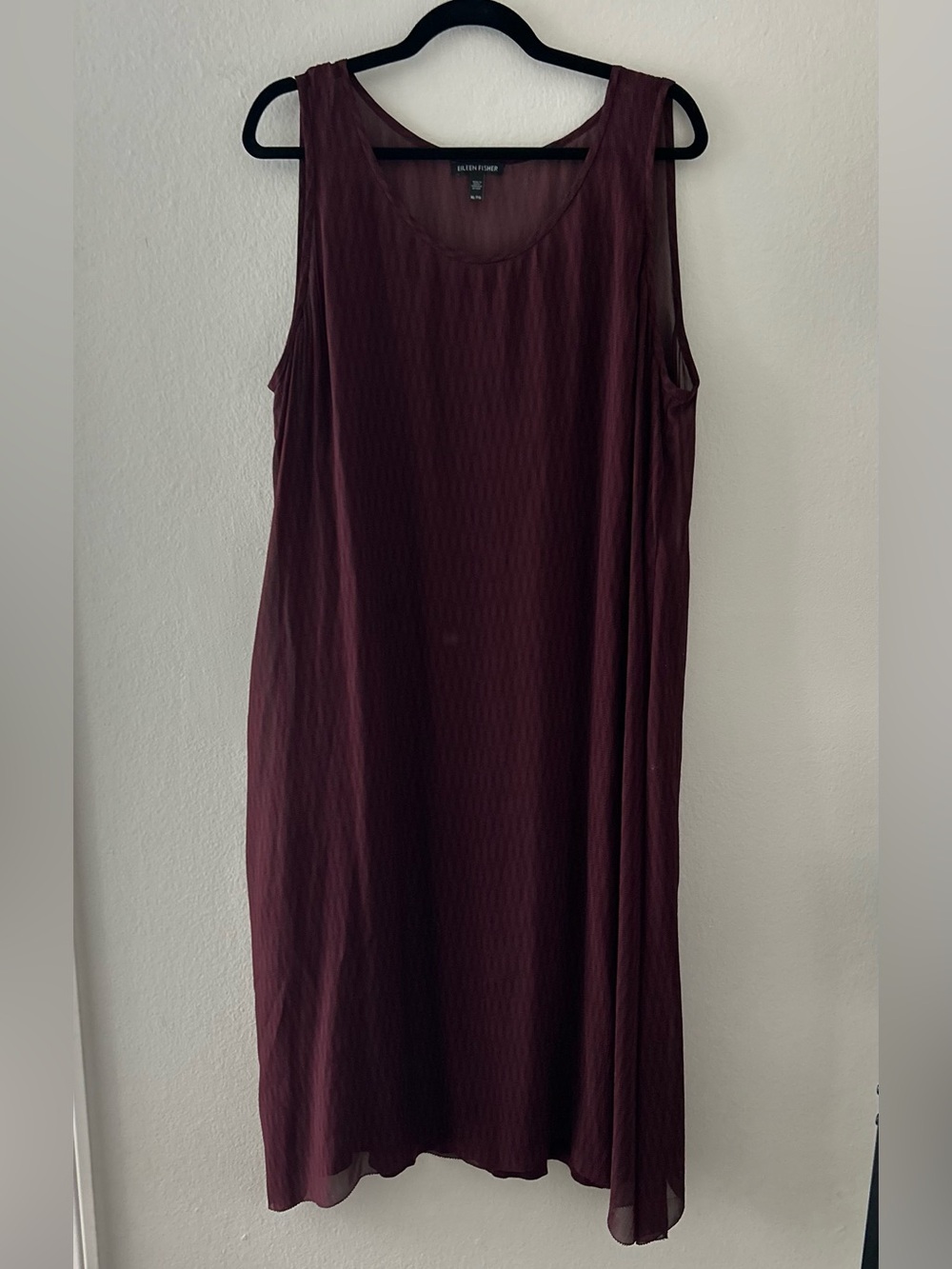 Eileen Fisher Burgundy Maroon Midi Maxi Silk Dress MinimalistQuiet Luxury XL